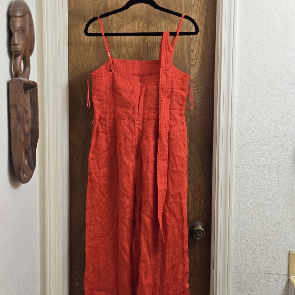 J. Crew  Red Linen Jumpsuit - Picture 2 of 3